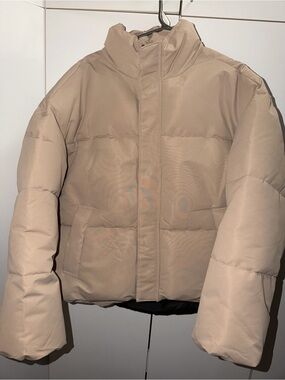 Men's Puffer Jacket - Beige Lightweight Insulated